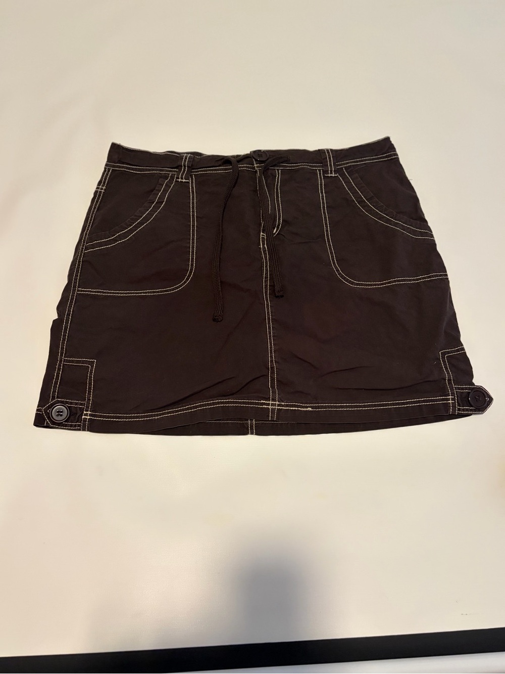 Three Hearts Casual Black Drawstring Mini Skirt
